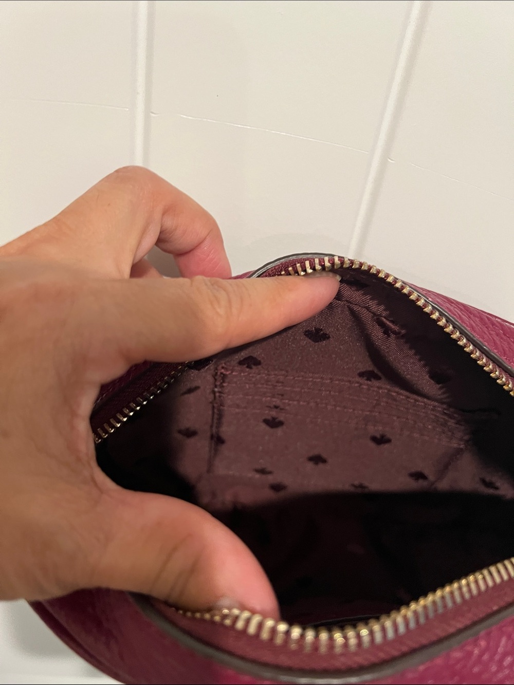 kate spade Wine Pebbled Leather Crossbody Bag with Tassel - Picture 7 of 11